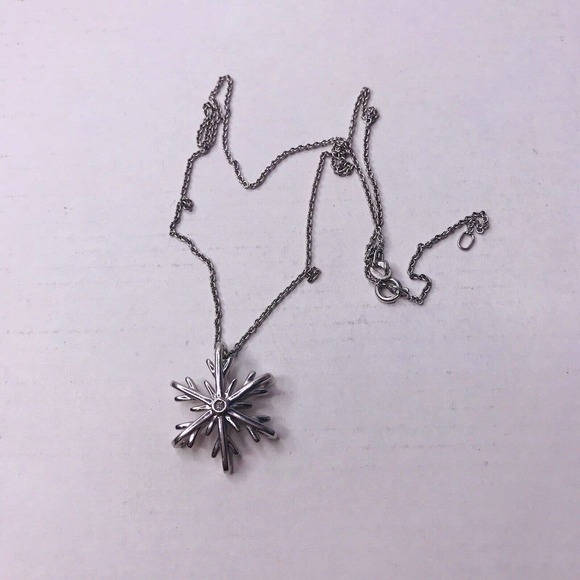 Sterling Silver Necklace Snowflake Charm CZ Rolo Chian 925 SBD 16-18" - Picture 2 of 10